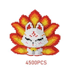 GEEBON Large Nine Tailed Fox Assembly Block Puzzle DIY Brick Toy Girl Puzzle Decoration Gifts