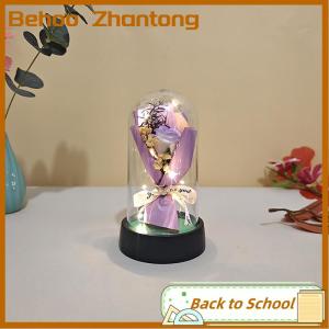 Behoo 1 Set Eternal Rose Light Soap Flower In Acrylic Cover LED Valentine Day Gift For Girlfriend Mothers Day Wedding Bridesmaid Gift