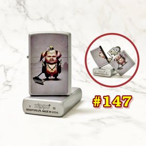 BẬT LỬA ZIPPO SƠN TỈNH ĐIỆN 2 MẶT CÓ MỘC HÌNH TRƯ BÁT GIỚI