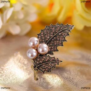 [COD] ZNPNXN Retro Leaf Brooch Pin With Embedded Elegant Fashionable Jewelry Accessory Pin Brooch