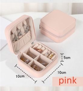 Travel Jewelry Case With Mirror Necklace Earrings Ring Organizer Display Boxes Pu Leather Zipper Jewelry Storage Box Portable