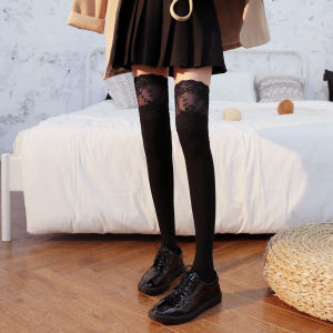 [จัดส่งจากไทย] ถุงเท้าลูกไม้สีทึบ ถุงเท้าเหนือเข่า ถุงเท้ายาวถึงเข่า แฟชั่นเกาหลี ทางเลือกของสาวหวาน