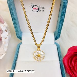 Dây Chuyền Nữ Mặt Hoa Đính Đá V10+V1256 Mạ Vàng Thời Trang Hàng Ngày