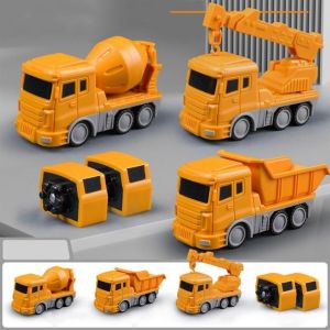 MMLUCK Có thể tháo rời Công nghệ biến đổi từ tính Biến dạng Máy xúc trộn Xe Kỹ thuật lắp ráp Trẻ em tự làm Xe Tải xe hơi Đồ chơi robot biến hình Đồ chơi trẻ em
