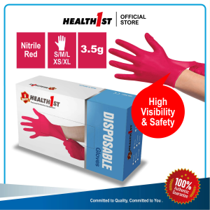 Health1st Premium Nitrile 3.5g Disposable Glove Red Powder Free 240mm