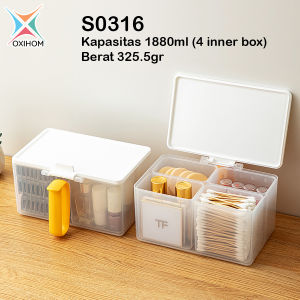 Oxihom S0316 Toples Plastik Bening Tempat Bumbu Dapur Tempat Make Up Kotak Penyimpanan