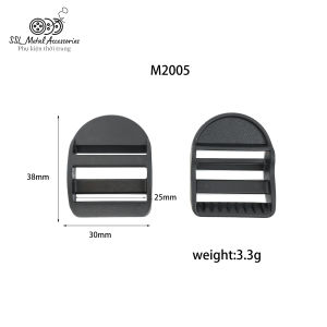 (50 cái) Khóa tăng giảm dây balo khóa nhựa cho dây đai túi xách bằng nhựa màu đen M2005 lọt lòng 25cm #ssl_accessories-H4-4B