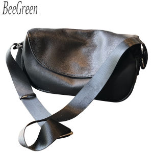 BeeGreen Women Fashion Wide Strap Shoulder Bag High Quality Genuine Leather Sling Bag Pillow Shape Travel Crossbody Bag