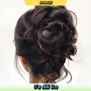 SHNGki Tổng hợp xoăn Bun lộn xộn Claw chignon Clip đàn hồi tóc scrunchies hairpieces Donut updo tóc miếng đối với phụ nữ