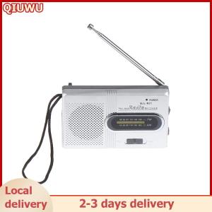 QIUWU Portable Mini Radio Handheld AM FM Music Player Speaker Outdoor Stereo Radio with Telescopic Antenna