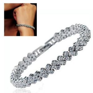 NEXTYOO Cubic Zirconia Tennis Bracelet Shiny Silver Hip Hop Iced Out Bracelet Luxury Chain Bracelet Diamond Bracelet Women Girl Gift