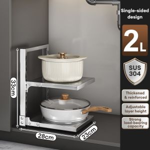 CompactSteel​​ store 2-7 layer Kitchen rack Kitchen Pan Organizer  Pot Rack Adjustable Countertop stainless steel Rack