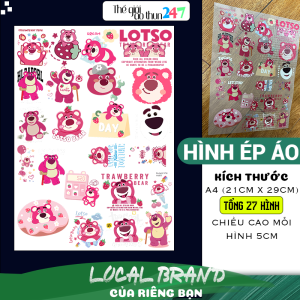 [Hình ủi Premium] Gấu Lotso Mini L2 khổ A4 ép lên mọi chất liệu vải