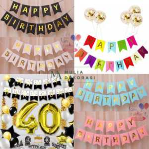 Happy Birthday Tulisan Banner Ulang Tahun Dekorasi Aksesoris Hiasan Dinding