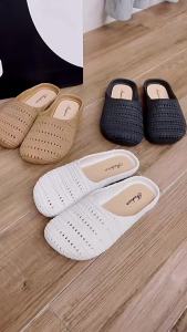 [Free Shipping] Evening Breeze Woven Half-Slippers for Women 2025 New Model Closed-Toe Slip-On Flat Lazy Shoes for Women