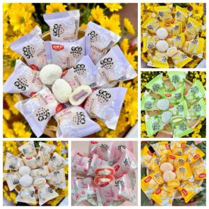 500G Bánh Mochi Sữa Nhân Kem Mix 6 Vị Khoai Môn Đậu Nành Sầu Riêng Bơ XoàiĐào Dẻo Thơm