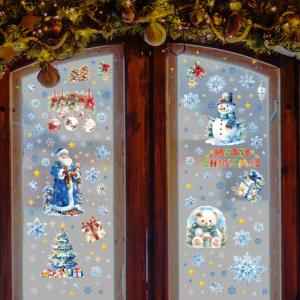 CX🎄💓💥 9 miếng dán cửa sổ nhà kiểu Nga miếng dán trang trí Kính giáng sinh miếng dán mừng năm mới