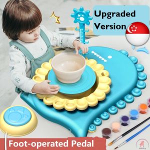 Upgraded Version Kids DIY Pottery - DIY Arts and Crafts Toys - Pottery Kit with Foot Pedal - 2 Speed Adjustable