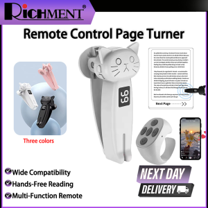 RICHMENT Remote Control Page Turner Bluetooth-Compatible 5.3 Camera Shutter Auto Clicker Phone Screen Tapper Device for Kindle Paperwhite