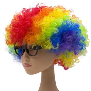 STARGOODS Synthetic Wigs Football Fans Wigs Funny Wig Rainbow Halloween Cosplay Hairs Supplies Performance Afro Curly Clown Wigs Kids