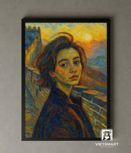 Tranh Nghệ thuật "Người Phụ Nữ Đứng Trên Vạn Lý Trường Thành" VIETSMART ART - Acrylic 45 x 60cm
