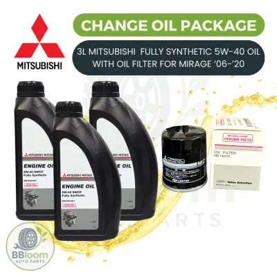 Mitsubishi 5W-40 Fully Synthetic Engine Oil [3 Liters + Oil Filter] Change Oil Package for Mirage