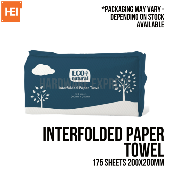 Eco Natural / Eco Best Interfolded Paper Towel 200 x 200mm ( of 30) 175 ...