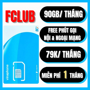Tặng 1 Tháng Đầu - Sim 3G Vina Gói FCLUB Data 3GB/ngày + Miễn Phí Gọi - Giá Hạn Chỉ 79k/tháng - Sim Chính Chủ Dùng Toàn Quốc . FREESHIP - CHƯA KÍCH HOẠT.