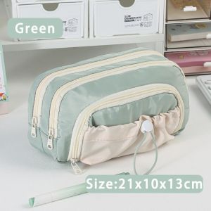 ZENO Large Capacity Pen Bag Five-Layer Drawstring Pencil Case Fashion Zipper Stationery Organizer Student