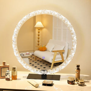 New Style Solar Flower Luxury Makeup Mirror Desktop With Light Dressing Vanity Mirror With 3color