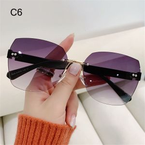CBHH 2022 Ladies Eyeglasses UV400 Women Shades Rimless Sunglasses Gradient Sunglasses Frameless Sun Glasses