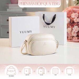 Bộ hộp quà trắng YUUMY (Túi đeo chéo nữ YUUMY YN330 + Hộp quà YHQ3T + Túi giấy YTG3T + Túi rút BVR3838 + Thiệp cảm ơn YBT1)