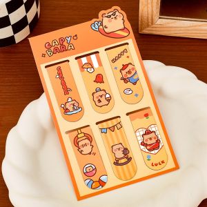 INS Cartoon Capybara Magnetic Bookmarks Set of 6pcs Fridge Magnet Tag Book Page Clip School Stationery Gift Ideas