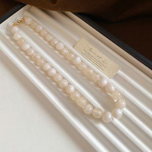 AKZDXE Acrylic Round Beads Necklace Smudging Multi-Color Choker Necklace Ombre Collarbone Chain Women