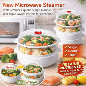 ✨Heated Lunch Box✨ New Round Microwave Oven Steamer  Microwave Oven Steamer Rice Heating Container  Multifunctional Microwave Oven Steamer  Bpa-Free Microwave Oven Steamer