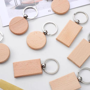 5pcs Blank Wooden Keychain - Pain No Engrave for DIY Craft Gifts Handmade Art Decoration Craft Gift