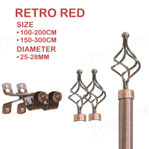 Extendable Spiral Curtain Rod Set Adjustable With Bracket 3/4" With Complete Accessories Screws Metallic