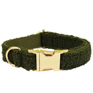 Military green fleece dog collar pet collar new cross-border dog vest dog leash 1 Custom Engraving Dropshipping