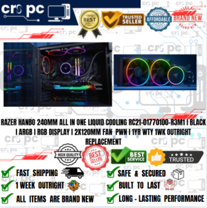 RAZER HANBO 240MM ALL IN ONE LIQUID COOLING RC21-01770100-R3M1 I BLACK I ARGB I RGB DISPLAY I 2X120MM FAN  PWN
