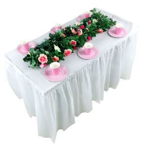 Table Skirts Disposable PEVA Table Cloth Cover Self-adhesive Oil-proof  for Party Wedding Reception for Home Kitchen