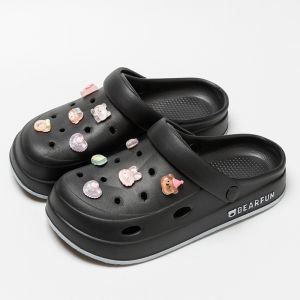 [Free Shipping] Womens new summer soft-soled height-increasing closed-toe outdoor slippers with non-slip thick soles