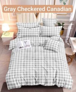 3in1 Checkered Fully Garterized Fitted Bedsheet with 2 Pillowcases - Canadian Cotton (Choose your design)