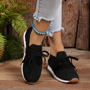 การค้าต่างประเทศรองเท้าลำลองกีฬาส้นแบนไซส์ใหญ่ผู้หญิง 2024 โฟร์ซีซั่นใหม่สบายระบายอากาศตาข่ายบินน้ำหนักเบาวิ่ง