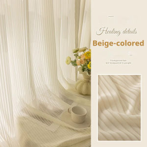Vertical Stripe Artistic Sheer Curtain UV Resistant for Window Living Room 5/7ft Drapes Kurtina