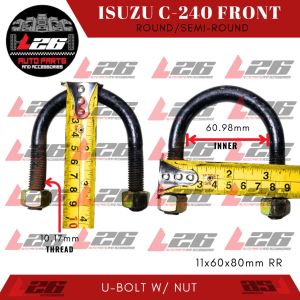 L26 Round Semi Round Shaped for Isuzu C-240 Front u-bolt with nut (Thick 11mm/ width 60mm/length varies sizes)