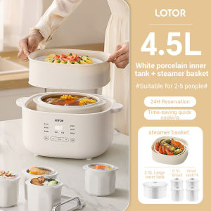 LOTOR 4.5L Electric Stew Pot Water-proof Stew Fully Automatic Ceramic Soup Stew Safety Electric Stew Pot Steamer /电炖锅电蒸锅