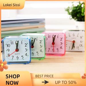 Lokei นาฬิกาปลุกแบบอนาล็อกสำหรับนักเรียนน่ารักนาฬิกาปลุกตั้งโต๊ะนาฬิกาสี่เหลี่ยมขนาดกะทัดรัดข้างเตียงนาฬิกานักเรียนห้องนอนนาฬิกาปลุกอิเล็กทรอนิกส์