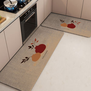 Woven Linen Kitchen Runner Floor Mat Non-Slip Oil Absorbing Water Washable Entryway Rug Alas Kaki Dapur Kalis Minyak
