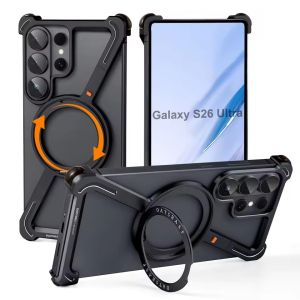 MagSafe 360°Rotatable Holder Matte Metal Frameless Phone Bumper for Samsung Galaxy S26 S25 S24 Ultra Z Fold 7 6 5 Magnetic Wireless Charge Case