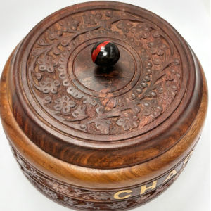 Handmade Wooden Chapati Roti Paratha Puri Dabba Hot Case Box Dabba Serving to Guests Wooden Hot Pot with Lid (Color : Brown - Weight : 1.6kg)